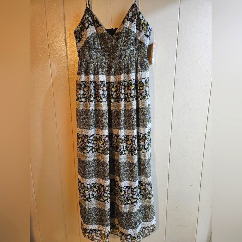 Sheri Martin New York Black and White Floral Maxi Dress - Size 12 - NWT